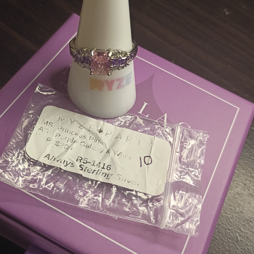 Sterling Silver Ring with Pink and Purple Stones